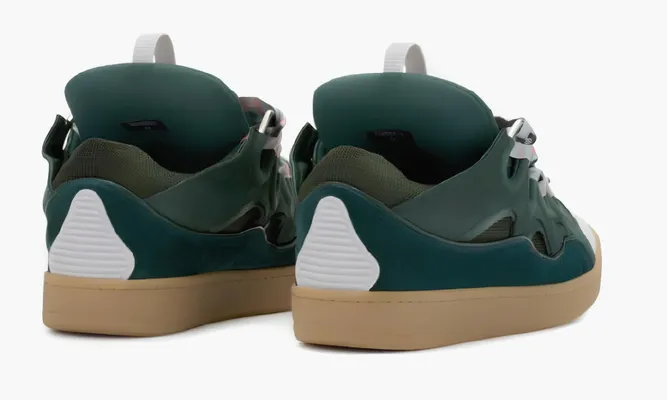 Кроссовки Lanvin Leather Curb Sneakers Green зеленый