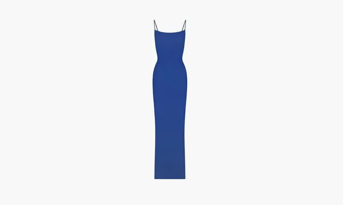 Одежда SKIMS Soft Lounge Long Slip Dress «Blue» синий
