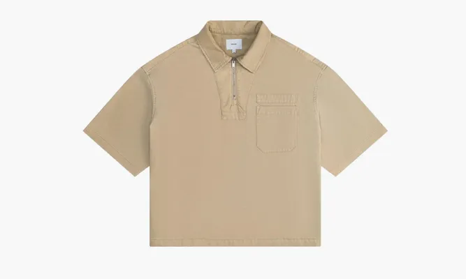 Одежда RHUDE Boxy Half Zip Spray Short-sleeve Shirt «Khaki» бежевый