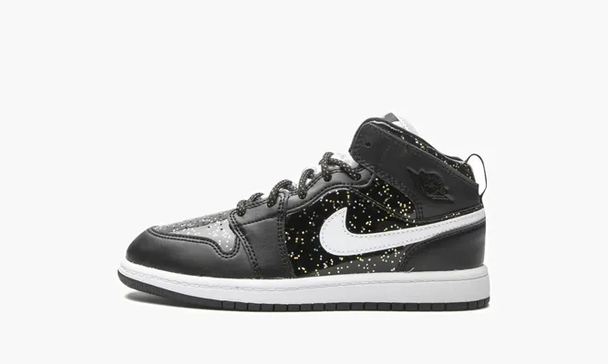 Для самых маленьких Air Jordan 1 Mid SE PS «Black Glitter» черный