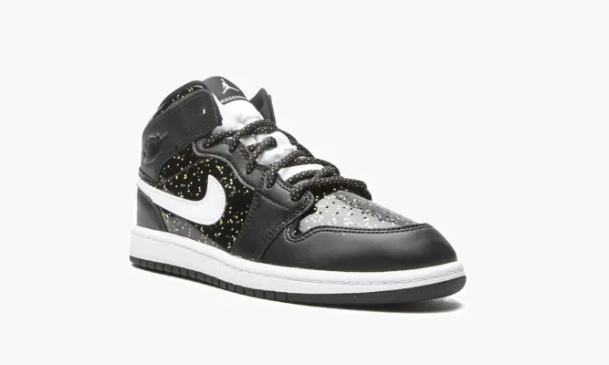 Для самых маленьких Air Jordan 1 Mid SE PS «Black Glitter» черный