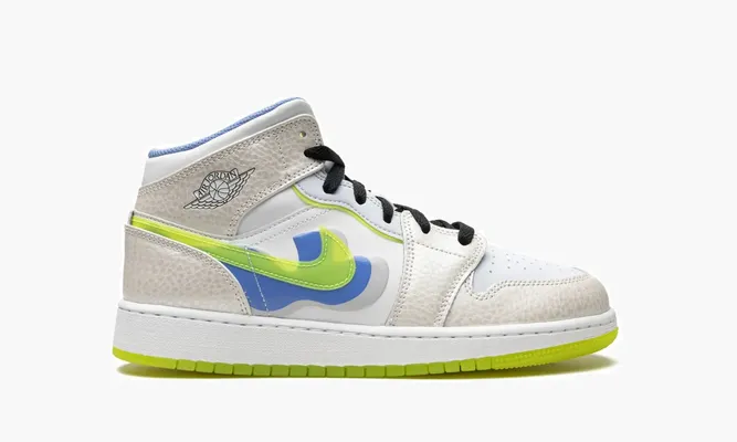 Кроссовки Air Jordan 1 Mid SE «Warped Swoosh'» белый