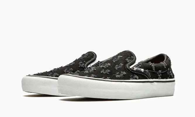 Кроссовки Vans Slip-on Pro «Supreme - Black Hole Punch Denim» черный