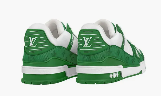 Кроссовки Louis Vuitton Trainer «Green Monogram Denim White» зеленый