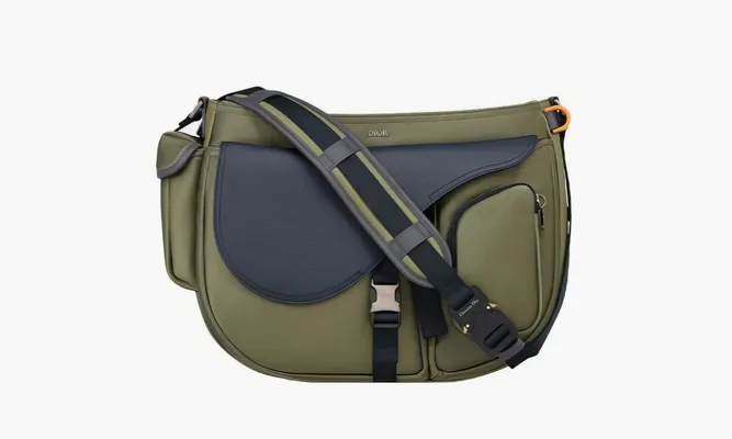 Сумки Dior X Sacai Saddle Soft «Olive Blue» зеленый