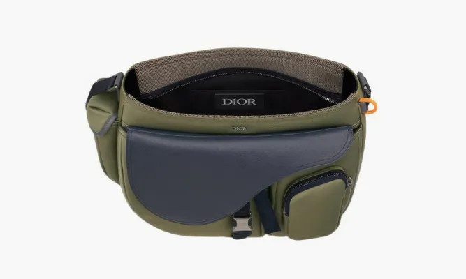 Сумки Dior X Sacai Saddle Soft «Olive Blue» зеленый