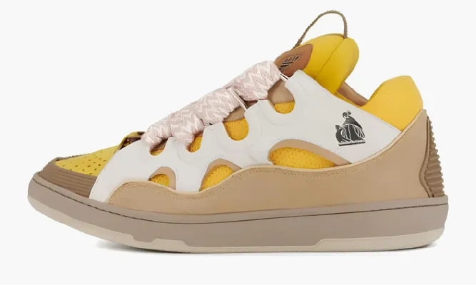 Кроссовки Lanvin Leather Curb Beige Yellow желтый