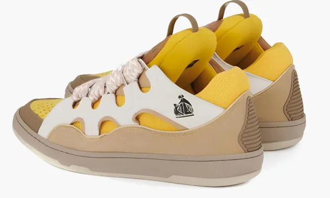 Кроссовки Lanvin Leather Curb Beige Yellow желтый