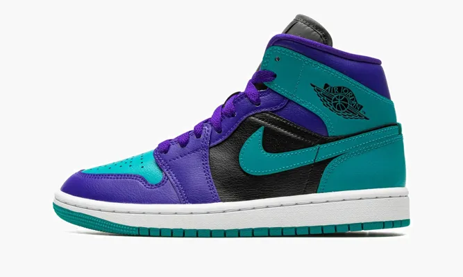 Кроссовки Air Jordan 1 Mid WMNS «Black Grape» синий