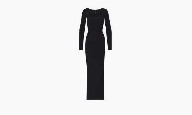 Одежда SKIMS Soft Lounge Long Sleeve Dress «Black» черный