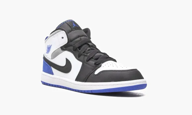 Для самых маленьких Air Jordan 1 Mid SE PS «Royal Black Toe» белый