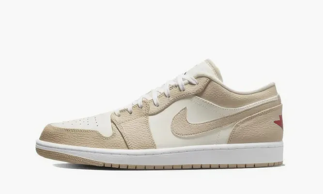 Кроссовки Nike Air Jordan 1 Low SE «Sail Rattan University Red» бежевый