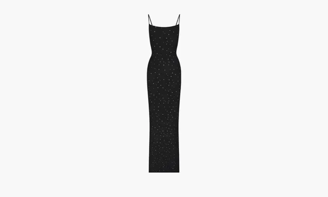 Одежда SKIMS Soft Lounge Long Slip Dress «Black-white» черный
