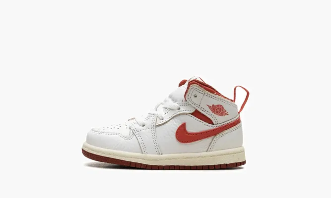 Для самых маленьких Air Jordan 1 Mid SE TD «White Dune Red» белый