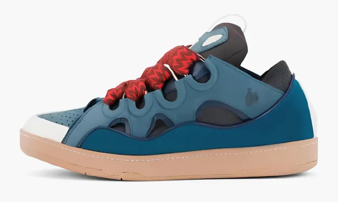 Кроссовки Lanvin Leather Curb Blue Grey lightBlue