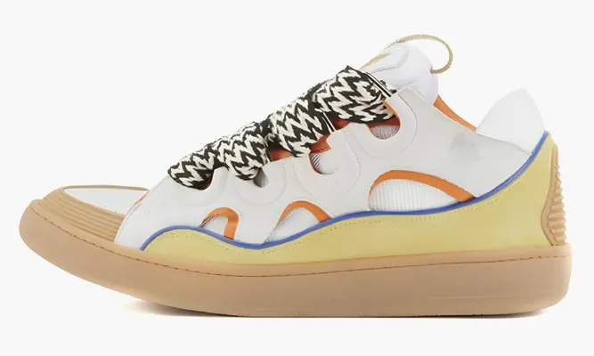 Кроссовки Lanvin Leather Curb White Yellow белый