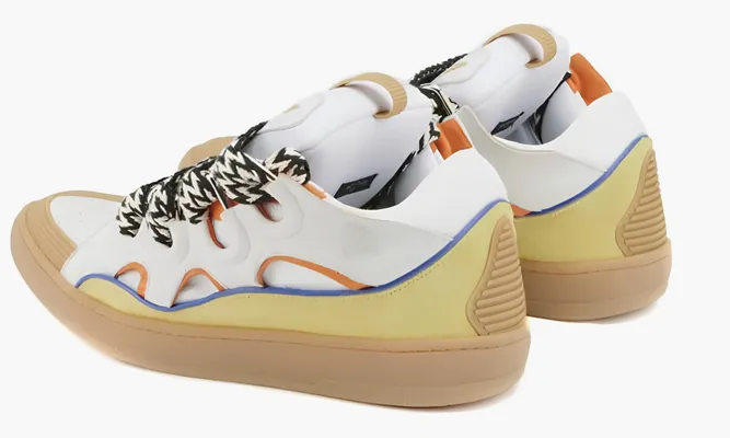 Кроссовки Lanvin Leather Curb White Yellow белый