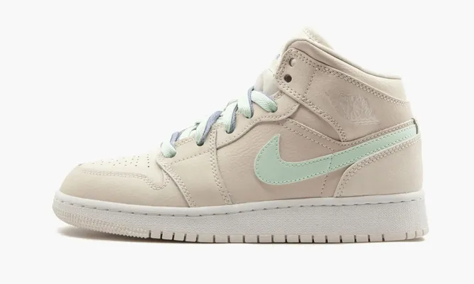 Кроссовки Air Jordan 1 Mid GS «Multi-color Swoosh Phantom» кремовый