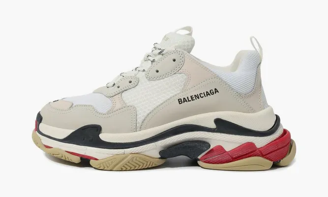 Кроссовки Balenciaga Triple S «White Black Red» кремовый