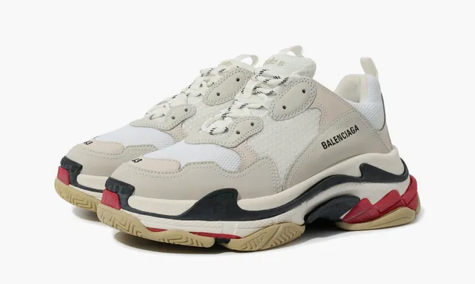 Кроссовки Balenciaga Triple S «White Black Red» кремовый