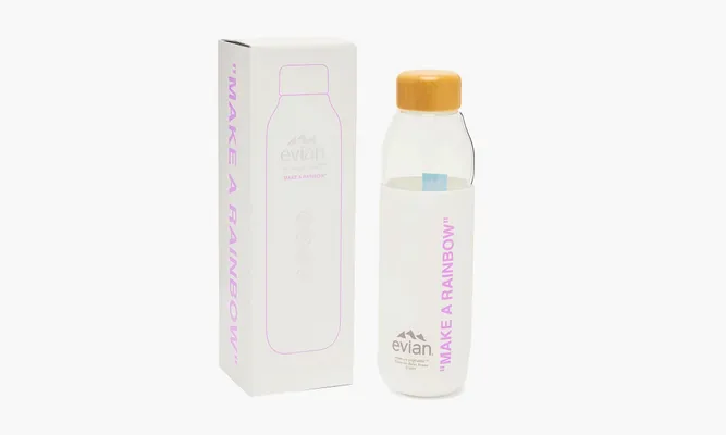Аксессуары Virgil Abloh X Soma Make A Rainbow Refillable Glass Water Bottle «White / Pink» розовый;белый