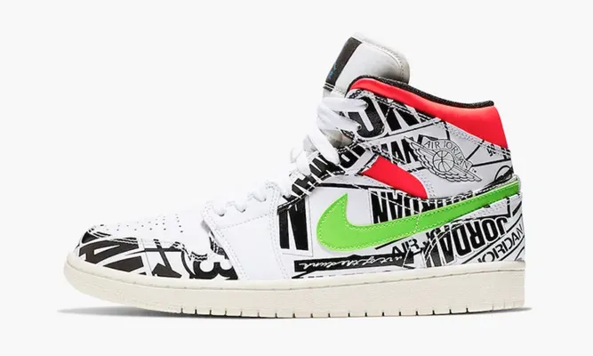 Кроссовки Air Jordan 1 Mid «All Over Logos» белый