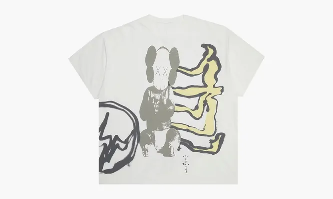 Одежда Travis Scott Cactus Jack X Kaws X Fragment Tee «Aged Yellow» белый