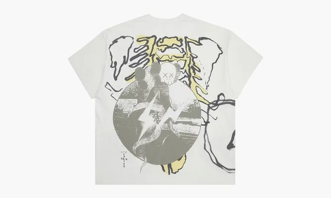 Одежда Travis Scott Cactus Jack X Kaws X Fragment Tee «Aged Yellow» белый