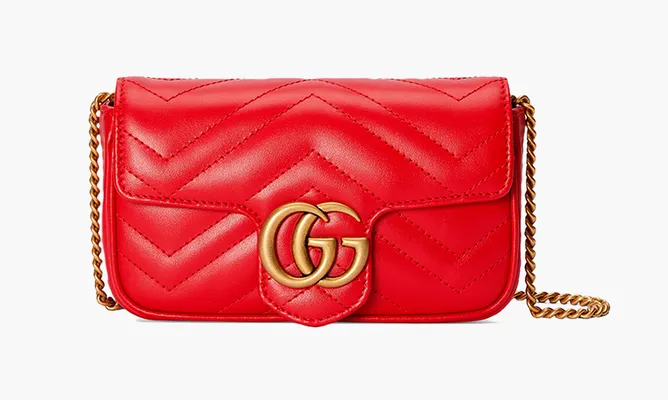 Сумки Gucci Gg Marmont Super Mini Bag «Hibiscus Red» красный