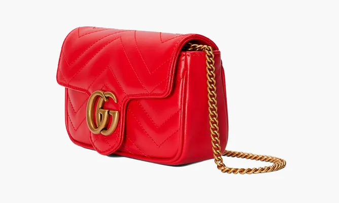 Сумки Gucci Gg Marmont Super Mini Bag «Hibiscus Red» красный