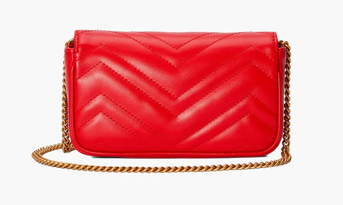 Сумки Gucci Gg Marmont Super Mini Bag «Hibiscus Red» красный