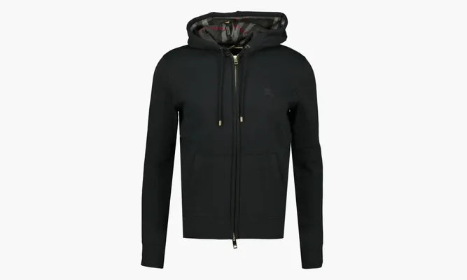 Одежда Burberry Clarendon Check Hood Zip Up Hoodie «Black» черный
