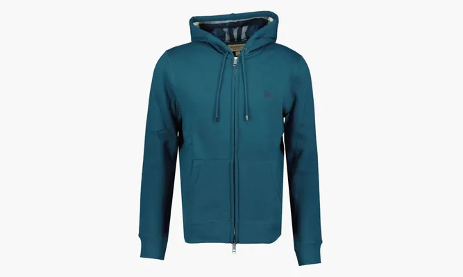 Одежда Burberry Clarendon Check Hood Zip Up Hoodie «Blue» синий