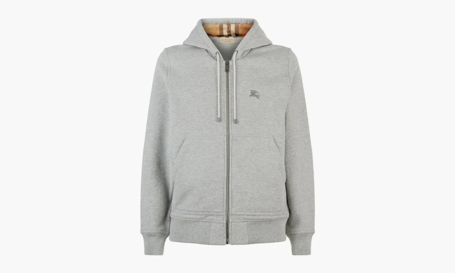 Burberry Clarendon Check Embroidery Logo Zip Hoodie «Grey»