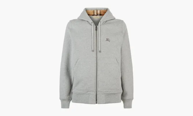Одежда Burberry Clarendon Check Embroidery Logo Zip Hoodie «Grey» серый