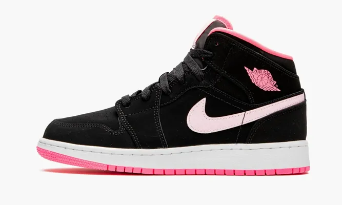 Кроссовки Air Jordan 1 Mid GS «Black Digital Pink» розовый