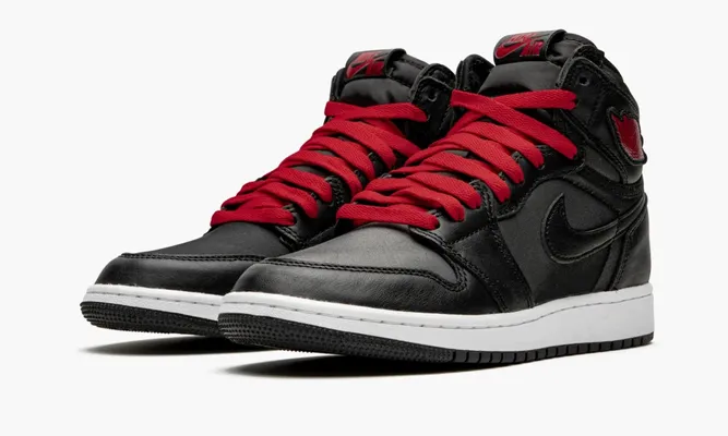 Кроссовки Air Jordan 1 High GS «Black Satin / Gym Red» черный