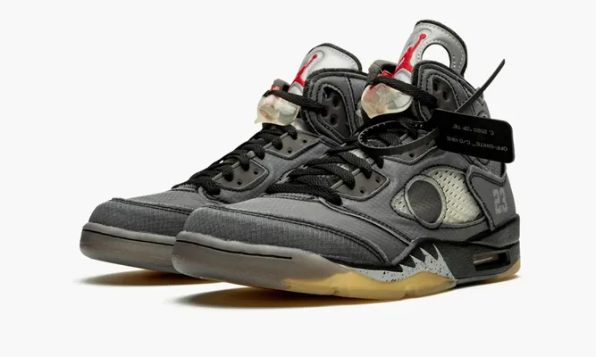 Кроссовки Air Jordan 5 Retro «Off-white Black» серый
