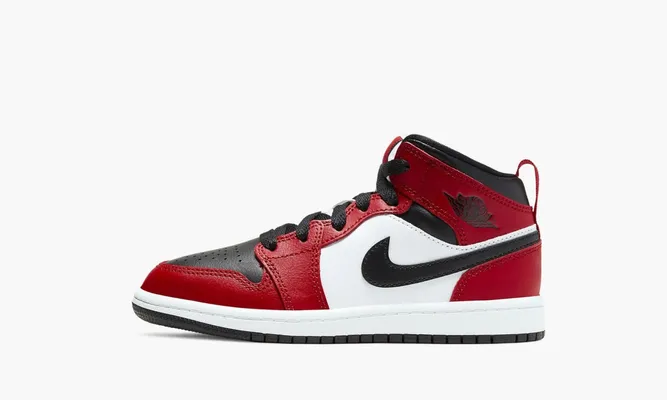 Для самых маленьких Air Jordan 1 Mid PS «Chicago Black Toe» Kids красный
