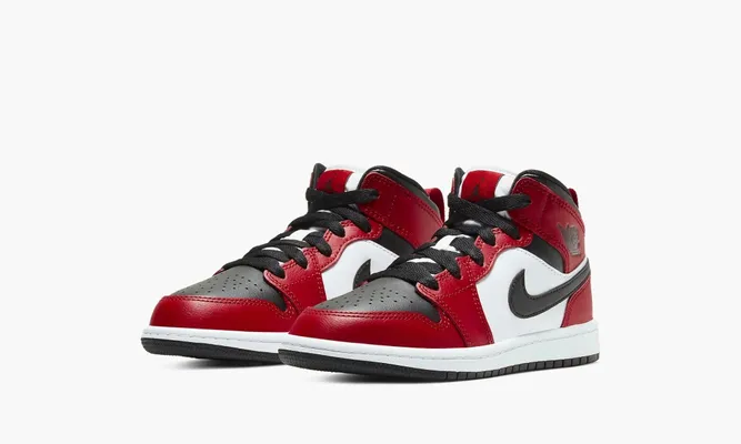 Для самых маленьких Air Jordan 1 Mid PS «Chicago Black Toe» Kids красный