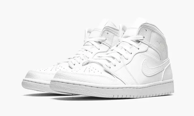 Кроссовки Air Jordan 1 Mid «Triple White» белый