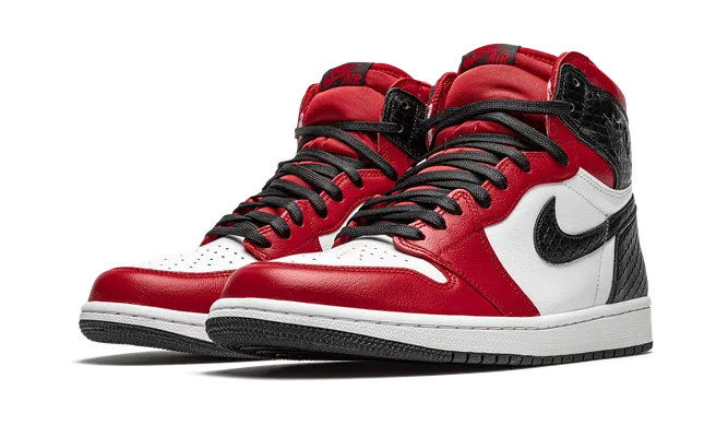 Кроссовки Air Jordan 1 High WMNS «Satin Snake» красный,черный