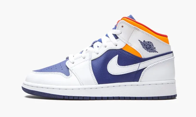 Кроссовки Air Jordan 1 Mid GS «White Deep Royal Blue» белый