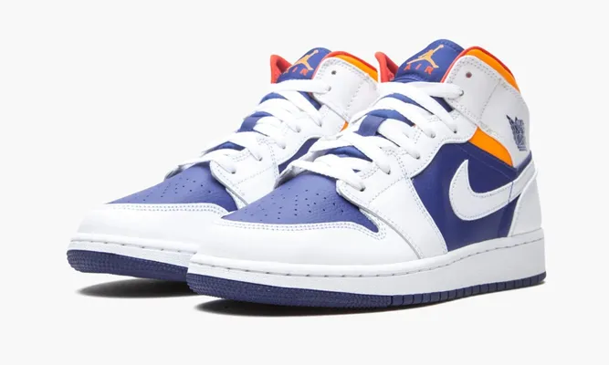 Кроссовки Air Jordan 1 Mid GS «White Deep Royal Blue» белый