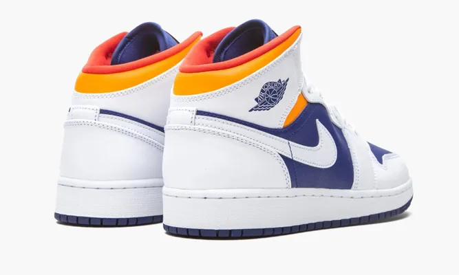 Кроссовки Air Jordan 1 Mid GS «White Deep Royal Blue» белый