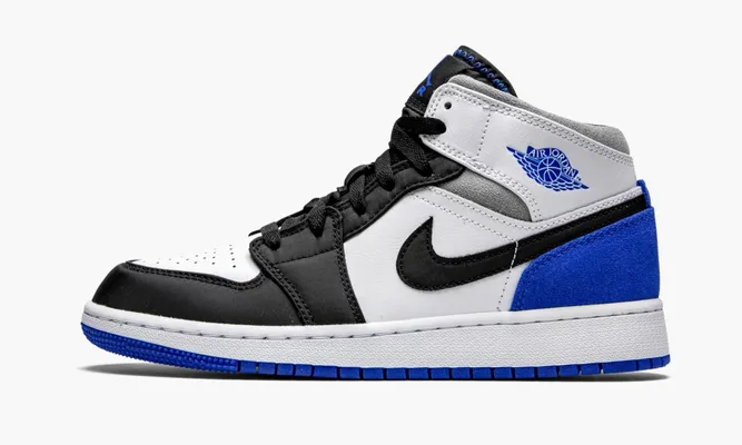 Кроссовки Air Jordan 1 Mid GS «Royal White» синий