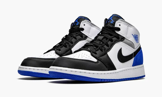 Кроссовки Air Jordan 1 Mid GS «Royal White» синий