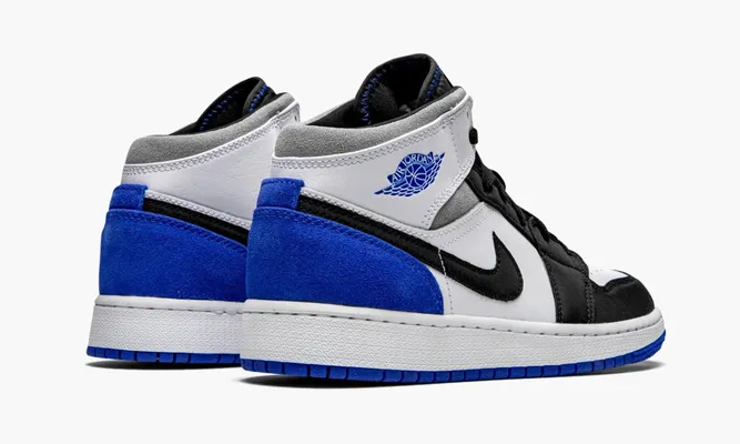 Кроссовки Air Jordan 1 Mid GS «Royal White» синий