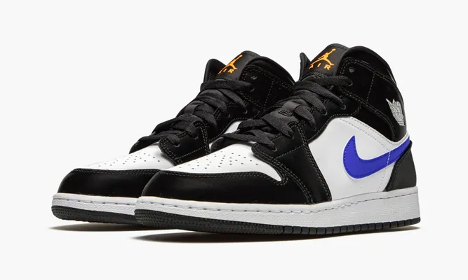 Кроссовки Air Jordan 1 Mid GS «Black Racer Blue White» черный