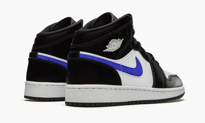 Кроссовки Air Jordan 1 Mid GS «Black Racer Blue White» черный